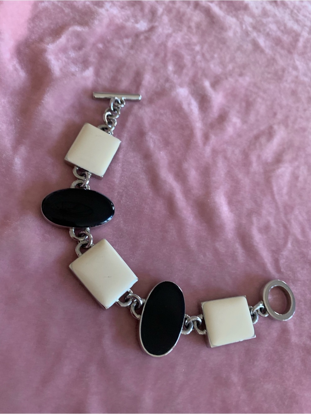 Black and White Statement Link Bracelet - Unbranded